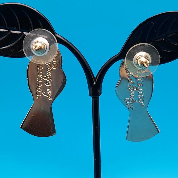 Laurel Burch "Cockatoo" Bird Post Earrings, Gold Plated, 1980s Vintage Jewelry - Picture 4 of 10